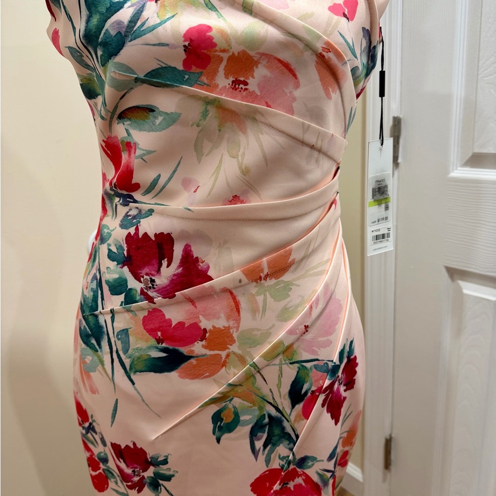 Calvin Klein Floral Midi Dress - Pink and Green